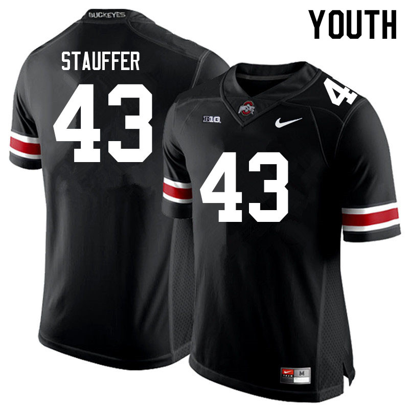 Ohio State Buckeyes Riordin Stauffer Youth #43 Black Authentic Stitched College Football Jersey